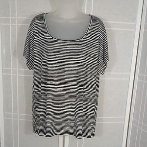 Chico's Easywear Black and White Stripe Tee